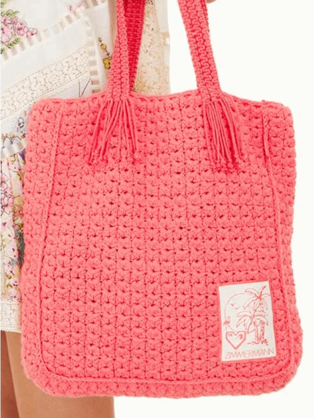 Zimmermann Pink Crochet Tote Bag - Picture 5 of 5